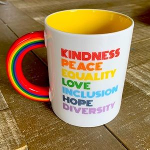 Rainbow Handle Inspirational Message Coffee Mug - Yellow Interior